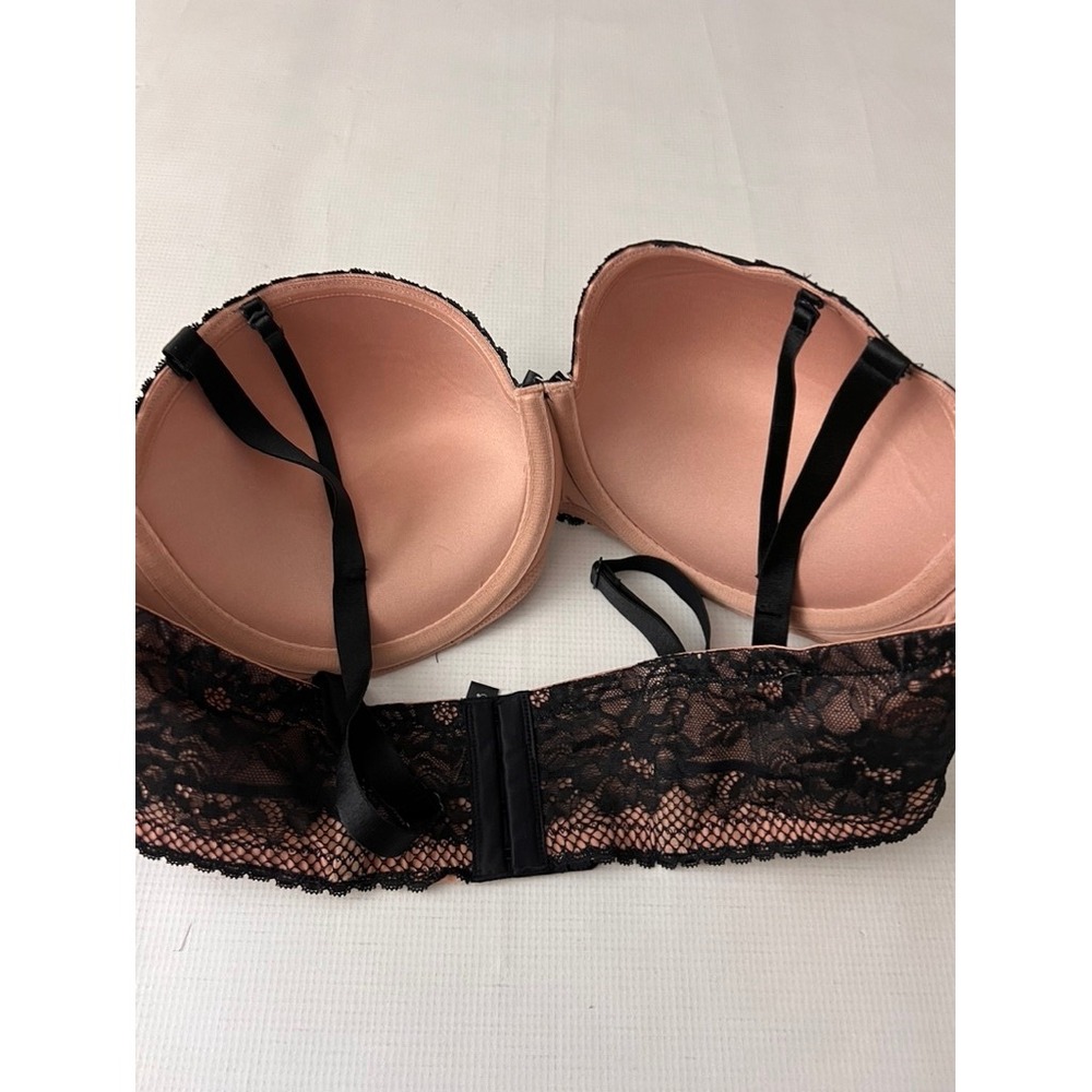 Torrid Push Up Strapless Bra 40D Black Floral Lace Padded Underwire - Picture 2 of 6